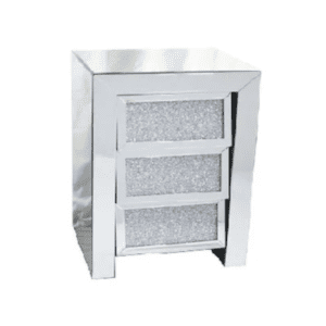 Roma Mirrored 3-Drawer Bedside Table with Stylish Reflective Finish and Spacious Storage