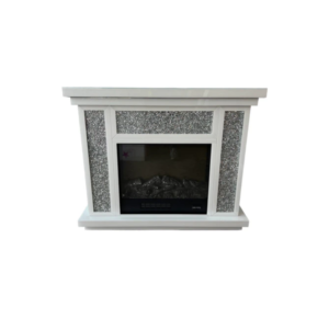 Roma Mirrored Fireplace White with Sleek Reflective Design and Contemporary Style