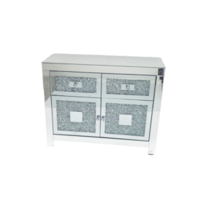 Roma Mirrored Small Sideboard with 2 Doors and 2 Drawers, Stylish Storage Solution