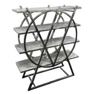Grey Marble Top Bookshelf with Stainless Steel Frame and Modern Style