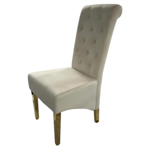 Lucy Upholstered Dining Chair with Chrome and Black Wooden Legs