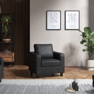 PU Black Leather Armchair – Modern & Comfortable Seating