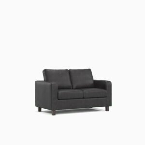 Modern 2 Seater PU Black Sofa – Stylish & Durable