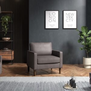 Grey Faux Leather Armchair – Modern Compact Seating