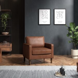 Tan Faux Leather Armchair