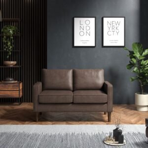 Brown Faux Leather 2 Seater Sofa