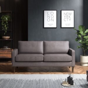 3 Seater Grey Faux Leather Sofa – Modern Spacious Comfort