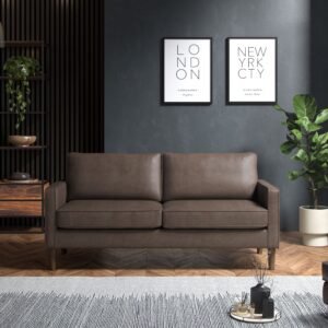 Brown Faux Leather 3 Seater Sofa